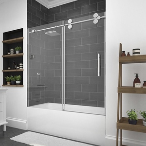 Usine personnalisé en acier inoxydable porte de <span class=keywords><strong>baignoire</strong></span> sans cadre simple écran de douche <span class=keywords><strong>coulissant</strong></span> en verre trempé - Product Image 1