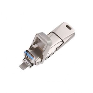 แฟลชไดรฟ์ USB โลหะแบบสี่ในหนึ่งเดียวข้ามพรมแดน เหมาะสำหรับคอมพิวเตอร์และโทรศัพท์มือถือระบบ Android, Apple, Type-C ใช้งานได้สี่รูปแบบ - Product Image 1