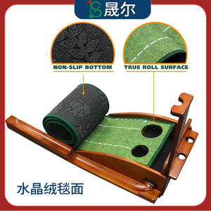 Ss Golf <b>Putting</b> Green Practice Mat Solid Wood Indoor Outdoor Training Aid For Golfers With Hole Design And Measurement Markings - Product Image 5
