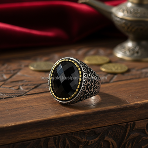 925K Sterling <b>Silver</b> Onyx Ottoman <b>Men</b> <b>Ring</b> - Product Image 3