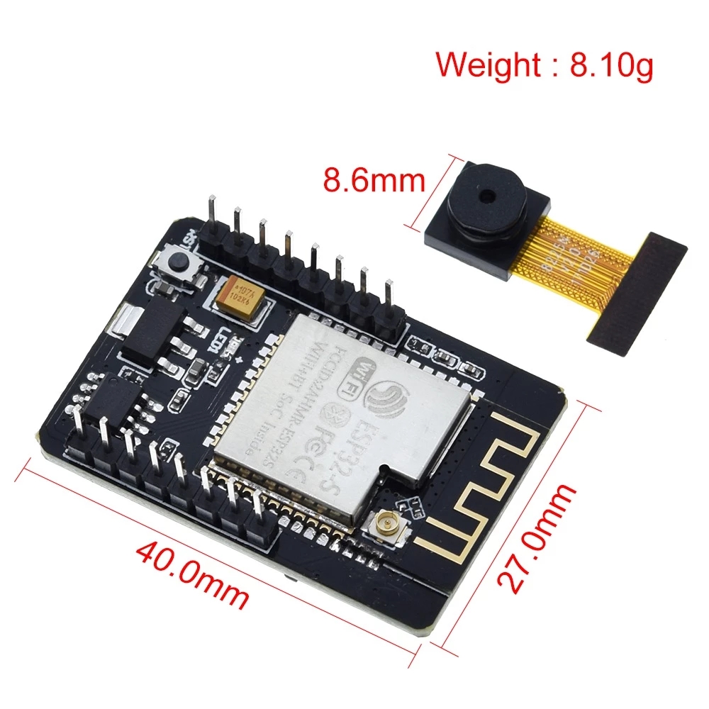 ESP32-CAM WiFi + bluetooth Module Caméra Module Développement ESP32 avec Caméra Module OV2640 2MP et Antenne esp32 cam