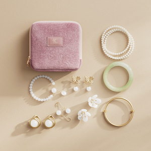 Japanese Korean Style Women Jewelry Bag 11x11x4cm Soft Flannel Clutch Storage For Bracelet Gift Use - Product Image 2