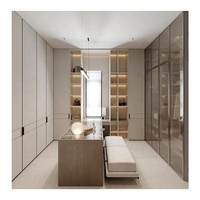 Armoire de dressing avec porte coulissante double en verre, laque blanche brillante