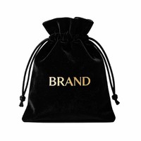 Pochette à bijoux personnalisée en velours avec cordon de serrage, logo doré, petit sac cadeau, présentoir pour bagues et boucles d'oreilles, pour boutique, mariage, mini