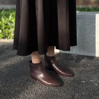 Bottes en cuir véritable pour femmes 2818-6, élégantes, à bout pointu, minimalistes, courtes, pour femmes, automne-hiver, usage quotidien