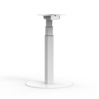 Bureau de travail électrique réglable en hauteur à une seule jambe avec cadre blanc E1, table basse ronde moderne avec plateau rond