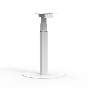 Bureau de travail électrique réglable en hauteur à une seule jambe avec cadre blanc <span class=keywords><strong>E1</strong></span>, table basse ronde moderne avec plateau rond - Product Image 4