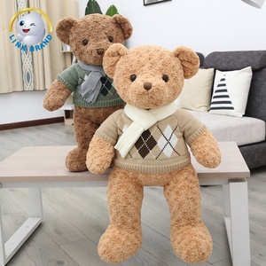 Peluche Promocional de 100 cm, Oso de Peluche con Bufanda Blanca, Adorable Oso de Peluche para Bodas, Muñeco de Peluche de Alta Calidad para Niños - Product Image 1