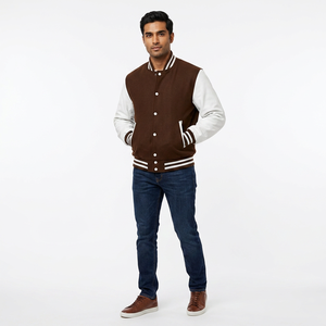 Blouson universitaire Letterman de haute qualité 2025 pour homme, broderie frontale, couleur unie, 100 % coton respirant, col montant - Product Image 1