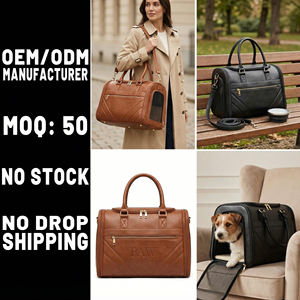 Sac de transport pour chien en cuir PU de qualité supérieure personnalisé OEM avec panneaux en maille respirante, clip de sécurité pour laisse et base renforcée - Product Image 1