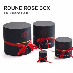 Caja <span class=keywords><strong>de</strong></span> regalo redonda negra llena <span class=keywords><strong>de</strong></span> <span class=keywords><strong>rosas</strong></span> <span class=keywords><strong>rojas</strong></span> con banda dorada y lazo rojo, juego <span class=keywords><strong>de</strong></span> varios tamaños, set <span class=keywords><strong>de</strong></span> regalo <span class=keywords><strong>de</strong></span> San Valentín para ella - Product Image 2