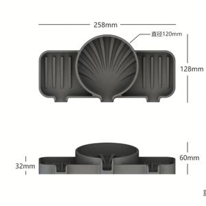 Support de rangement auto-drainant en silicone pour éponge, boîte de drainage multifonctionnelle pour évier de cuisine, organisateur de brosses à vaisselle - Product Image 2