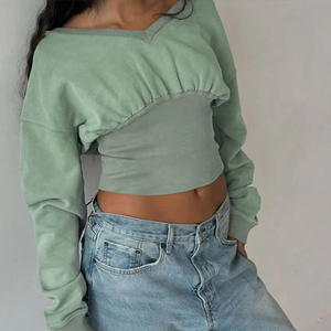 Sudadera con Capucha Casual de Felpa Francesa de Poliéster de Alta Calidad con Logotipo Personalizado, Color Personalizado, Cuello en V, Corte Regular para Mujer - Product Image 2