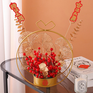 Décoration de bureau Kch en forme de fruit artificiel, jujube rouge géométrique en métal pour la maison et le bureau - Product Image 2