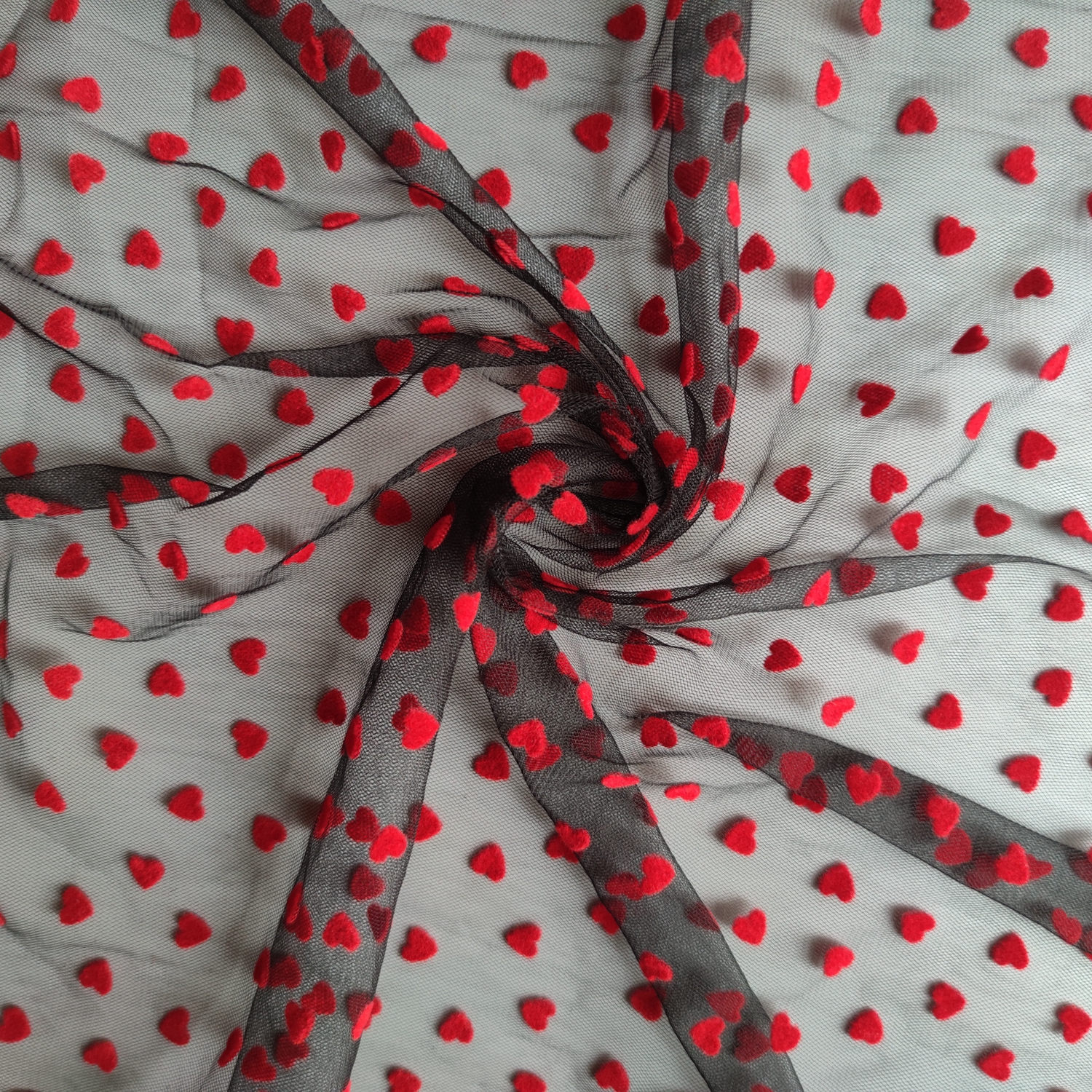 Розово-красная нейлоновая сетчатая кружевная ткань в горошек в форме сердца для нижнего белья онлайн