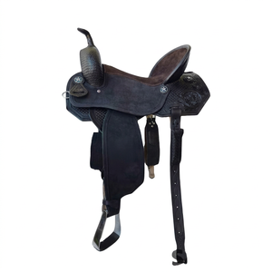 Silla de montar western premium hecha a mano de cuero genuino con estructura de plástico, ligera y cómoda para rodeo y carreras de barriles. - Product Image 1
