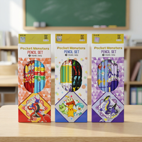 Juego de Lápices Pokémon, 8 Piezas, Mina Negra, Caja de 12, Grafito Coreano para Niños, Anime Escolar, AB0178