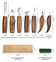 Ensemble de couteaux à sculpter le bois avec manche carré en bois massif, couteau de précision pour projets de bricolage et de travail du bois artisanal