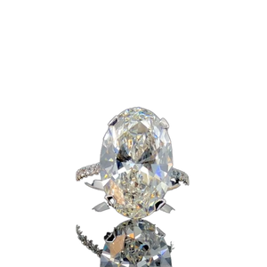 Anillo de Compromiso con Diamante Cultivado en Laboratorio, Corte Ovalado, Excelente Corte, VVS2, de 1 a 8 Quilates en Total, Oro Sólido de 14K, Certificado IGI - Product Image 1