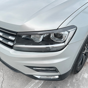 Volkswagen Tiguan MK2 Headlight Brow Stickers Piano Black Carbon Fiber Texture 2017-2020 Front Body Decals - Product Image 2