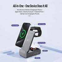 Nouveau support de charge sans fil tout-en-un en PVC compatible avec les téléphones et les montres connectées ; puissance de sortie 72W, ports USB-C/USB-A