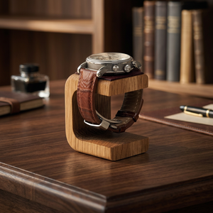 Support de montre vintage en bois massif écologique, forme personnalisée, poli à la main, autoportant, décoration d'intérieur - Product Image 3