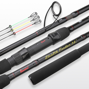 Canne à pêche feeder discrète 4,2 m 200 g en fibre de carbone, canne à lancer longue portée pour la pêche au bar et à la carpe en réservoir - Product Image 1