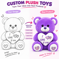 Ours en peluche personnalisé Kawaii 3 couleurs, peluche douce en forme de cœur avec inscription « Je t'aime », cadeau pour la Saint-Valentin