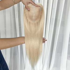 Ready to Ship 100% Human Hair Topper for Women European Hair Full Hand Tied HD Lace Topper 5.5x6 Lace Topper with Silicone - Product Image 1