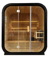 Sauna Eléctrica de Cedro Rojo Tradicional Negra para 2 Personas, 3KW, en Forma de Cubo, de Madera Sólida para Jardín o Villa