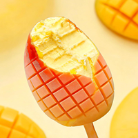 Moules à sucettes glacées en silicone en forme de mangue - 4 cavités 3D pour glaces à la mangue avec 50 bâtonnets en bois pour sucettes glacées et poudings aux fruits