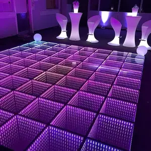 Piste de danse 3D Led sans fil, télécommande effet miroir infini