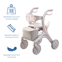 Nouveau design de déambulateur en fibre de carbone, cadre inspiré du lotus blanc nacré, aide à la mobilité de luxe, fabricant OEM ODM Relaxsmith