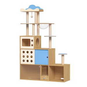 Cloud <b>Cat</b> Climbing Tree 4 Levels Solid Wood Multilayer Board Large Space Storage Cabinet For Living Room Pet Furniture - Product Image 5
