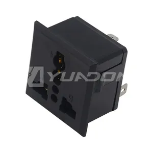3 pin universal cassette IEC outlet socket with security cover power socket