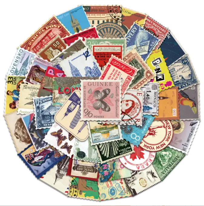Autocollants timbre de courrier Vintage, étiquette Scrapbooking, en papier, esthétique et moderne, pour journal planificateur, agenda, voyage, agenda, lot de pièces