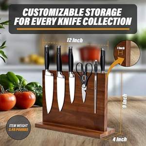 ที่วางมีดแม่เหล็กอเนกประสงค์ <span class=keywords><strong>Yelo</strong></span> XL-01 ขนาด 12" x 9" แบบสองด้าน แม่เหล็กเสริมแรง วัสดุไม้ สำหรับเก็บมีดและกรรไกรในครัว ทำจากสแตนเลส - Product Image 6