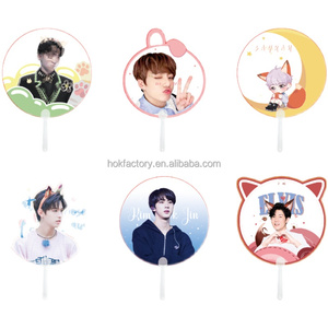 Factory Customized Printing Kpop PVC Plastic Fan Transparent Waterproof Hand Fan With Logo