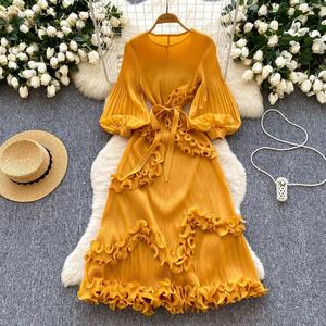 <span class=keywords><strong>Vestido</strong></span> de Fiesta de Alta Costura <span class=keywords><strong>Issey</strong></span> <span class=keywords><strong>Miyake</strong></span> para Mujer, Talla Grande, Satén Plisado con Estampado Floral, Moda en Tendencia - Product Image 4