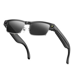 Smart <b>Glasses</b> L802 8MP <b>Camera</b> AI Translation Bluetooth Cycling Sunglasses Black Rim Silver Lens - Product Image 2