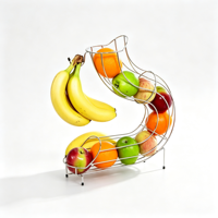 Panier à fruits en fil métallique pour supermarché avec support pour bananes, idéal pour l'organisation des comptoirs et des garde-manger