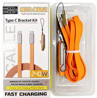 Base de Carga Rápida 2 en 1, 240W, Puerto USB-C, Adaptador de Cargador de Escritorio, Plegable, Multiángulo, Cables de Datos Desmontables para Teléfono Celular