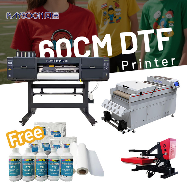 60cm Dtf Printer Dtf with Double Xp600 Printhead Powder Shaker Machine Cmyk+white Color Printing A1 24 Inch 2pcs Dtf