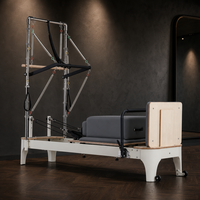 Tour de Pilates demi-trapèze pour studio de yoga et entraînement privé, structure en bois de qualité commerciale en chêne blanc peint