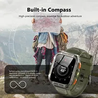 Reloj Inteligente P130 Pro Square para Hombre, con GPS, Pantalla de 1.91'', Batería de 900mAh, Resistente al Agua IP68, Caja de Aleación, Linterna y Brújula