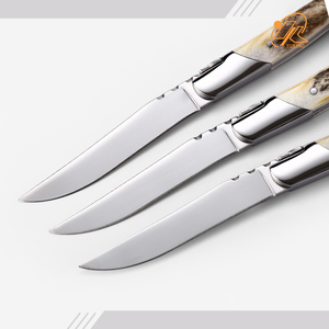Ensemble de couverts de luxe fourchettes et couteaux à usage royal avec véritables poignées en bois de cerf Kit de couverts en corne de <span class=keywords><strong>Laguiole</strong></span> - Product Image 3