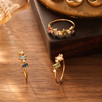 Bague Mylove personnalisée en laiton plaqué or avec zircon coloré et pierre verte, bijou tendance pour femme, cadeau de boutique, vente en gros
