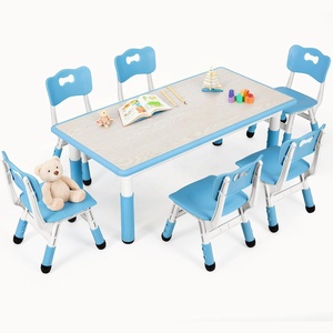 Juego <span class=keywords><strong>de</strong></span> <span class=keywords><strong>Mesa</strong></span> y Sillas <span class=keywords><strong>de</strong></span> Plástico Montessori para Niños Pequeños, Ajustables, Ecológicos y Seguros, Muebles <span class=keywords><strong>Infantiles</strong></span> para Guardería y Preescolar - Product Image 1