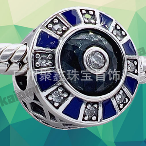 Pulsera Infantil Panjiadora de Plata de Ley 925 con Circonitas, Bañada en Platino, Serie Clásica Azul, con Dijes de Estrella, Luna y Copo de Nieve - Product Image 3