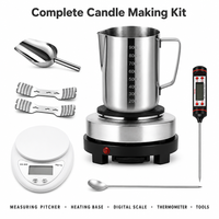 Kit de pot à cire avec cuillère de mélange, tasse graduée, balance électronique et thermomètre pour la fabrication artisanale de bougies DIY
